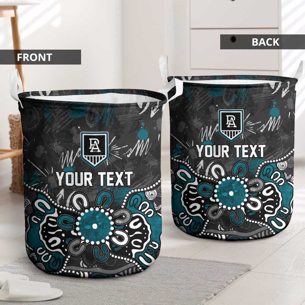 Personalized Port Adelaide Power Laundry Basket Aboriginal Dot Painting Graffiti Style