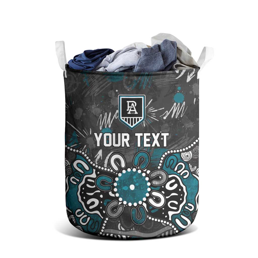 Personalized Port Adelaide Power Laundry Basket Aboriginal Dot Painting Graffiti Style