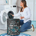 Personalized Port Adelaide Power Laundry Basket Aboriginal Dot Painting Graffiti Style