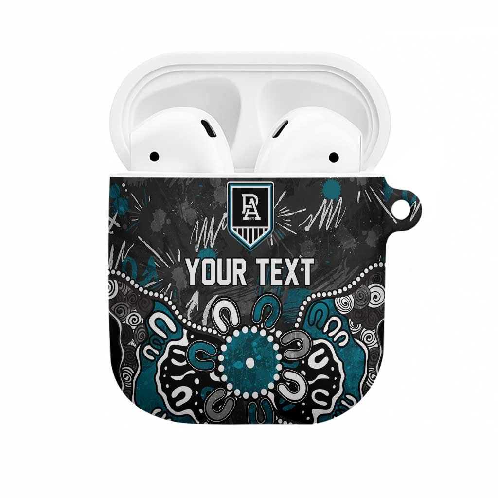Personalized Port Adelaide Power AirPods Case Aboriginal Dot Painting Graffiti Style