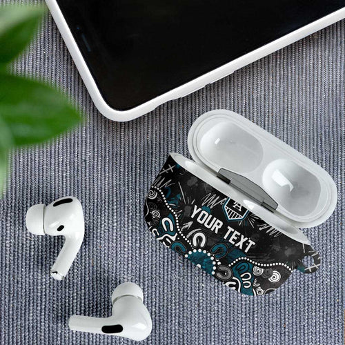 Personalized Port Adelaide Power AirPods Case Aboriginal Dot Painting Graffiti Style