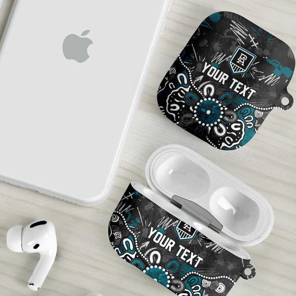 Personalized Port Adelaide Power AirPods Case Aboriginal Dot Painting Graffiti Style