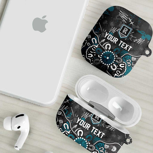 Personalized Port Adelaide Power AirPods Case Aboriginal Dot Painting Graffiti Style