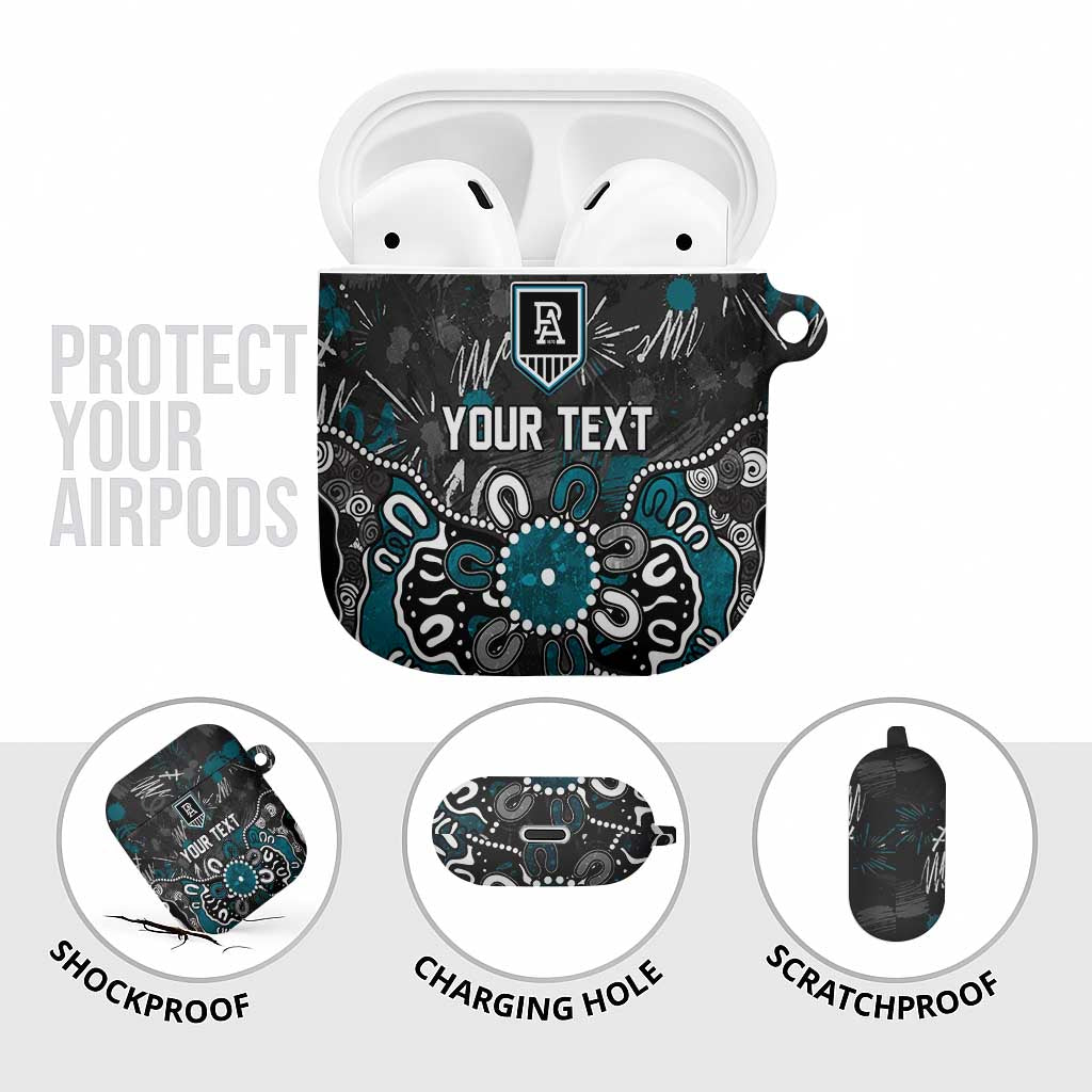Personalized Port Adelaide Power AirPods Case Aboriginal Dot Painting Graffiti Style