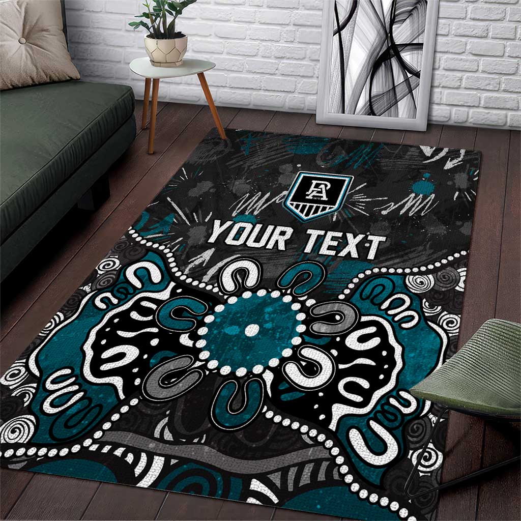 Personalized Port Adelaide Power Area Rug Aboriginal Dot Painting Graffiti Style