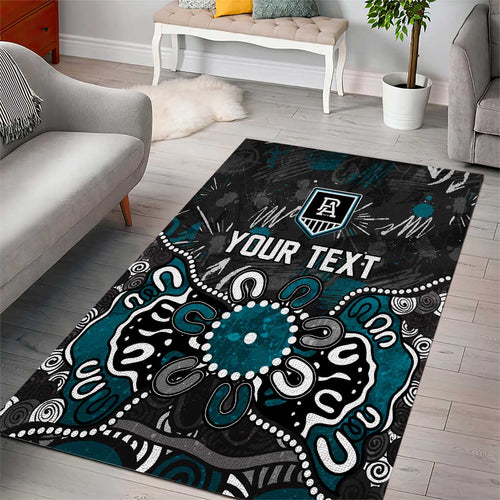 Personalized Port Adelaide Power Area Rug Aboriginal Dot Painting Graffiti Style