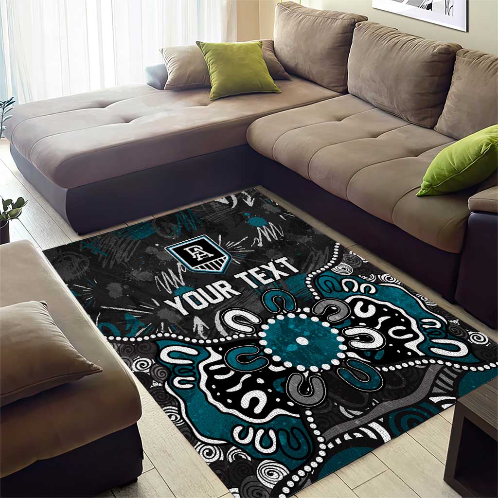 Personalized Port Adelaide Power Area Rug Aboriginal Dot Painting Graffiti Style