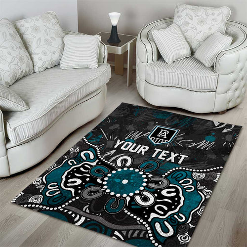 Personalized Port Adelaide Power Area Rug Aboriginal Dot Painting Graffiti Style