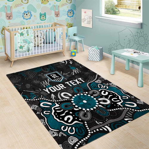 Personalized Port Adelaide Power Area Rug Aboriginal Dot Painting Graffiti Style