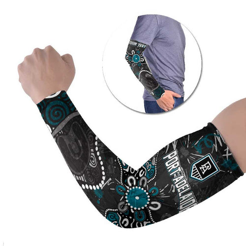 Personalized Port Adelaide Power Arm Sleeves Aboriginal Dot Painting Graffiti Style