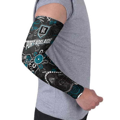Personalized Port Adelaide Power Arm Sleeves Aboriginal Dot Painting Graffiti Style