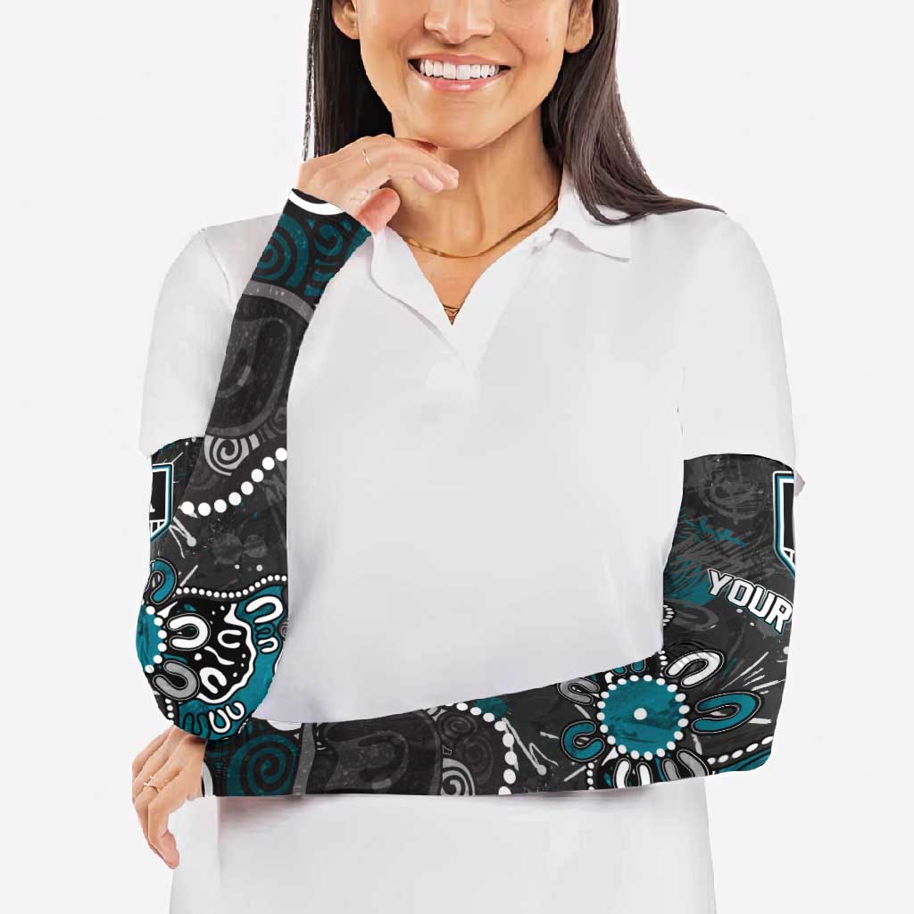 Personalized Port Adelaide Power Arm Sleeves Aboriginal Dot Painting Graffiti Style