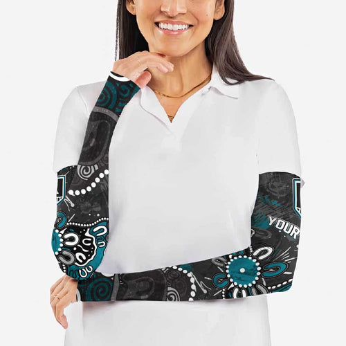 Personalized Port Adelaide Power Arm Sleeves Aboriginal Dot Painting Graffiti Style