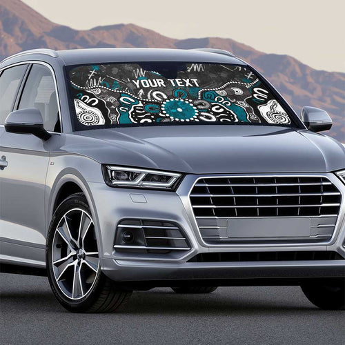 Personalized Port Adelaide Power Auto Sun Shade Aboriginal Dot Painting Graffiti Style