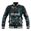 Personalized Port Adelaide Power Baseball Jacket Aboriginal Dot Painting Graffiti Style