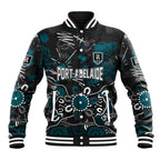 Personalized Port Adelaide Power Baseball Jacket Aboriginal Dot Painting Graffiti Style