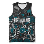 Personalized Port Adelaide Power Basketball Jersey Aboriginal Dot Painting Graffiti Style