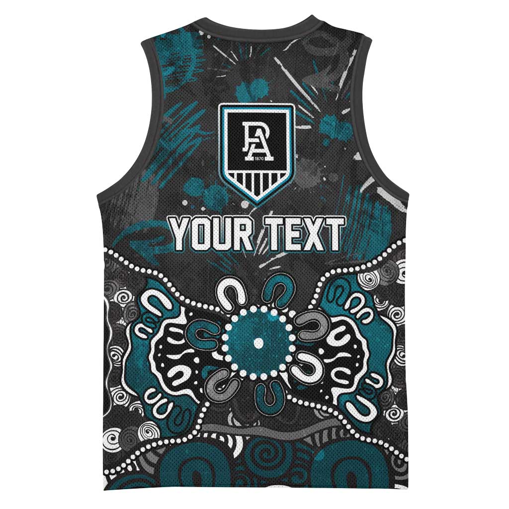 Personalized Port Adelaide Power Basketball Jersey Aboriginal Dot Painting Graffiti Style