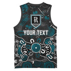 Personalized Port Adelaide Power Basketball Jersey Aboriginal Dot Painting Graffiti Style