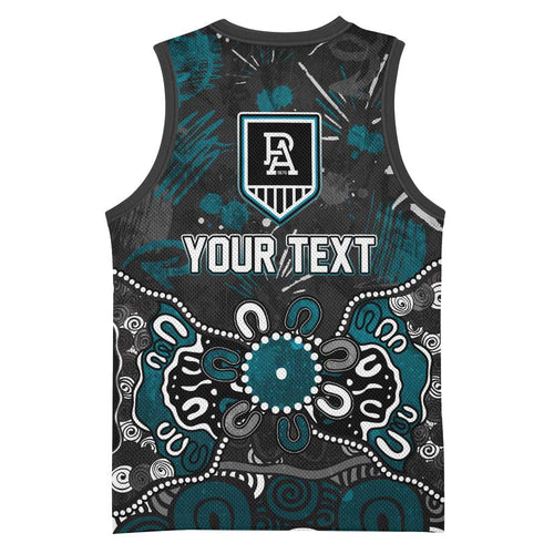 Personalized Port Adelaide Power Basketball Jersey Aboriginal Dot Painting Graffiti Style
