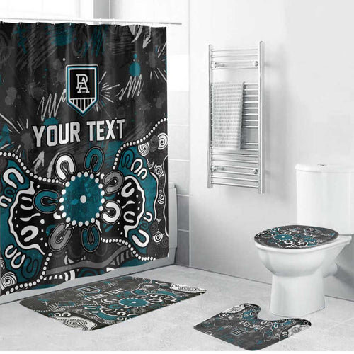 Personalized Port Adelaide Power Bathroom Set Aboriginal Dot Painting Graffiti Style