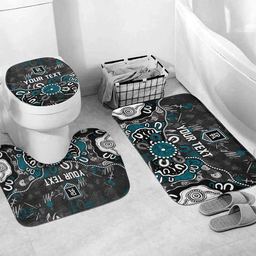 Personalized Port Adelaide Power Bathroom Set Aboriginal Dot Painting Graffiti Style
