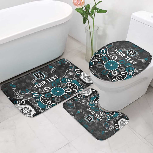 Personalized Port Adelaide Power Bathroom Set Aboriginal Dot Painting Graffiti Style