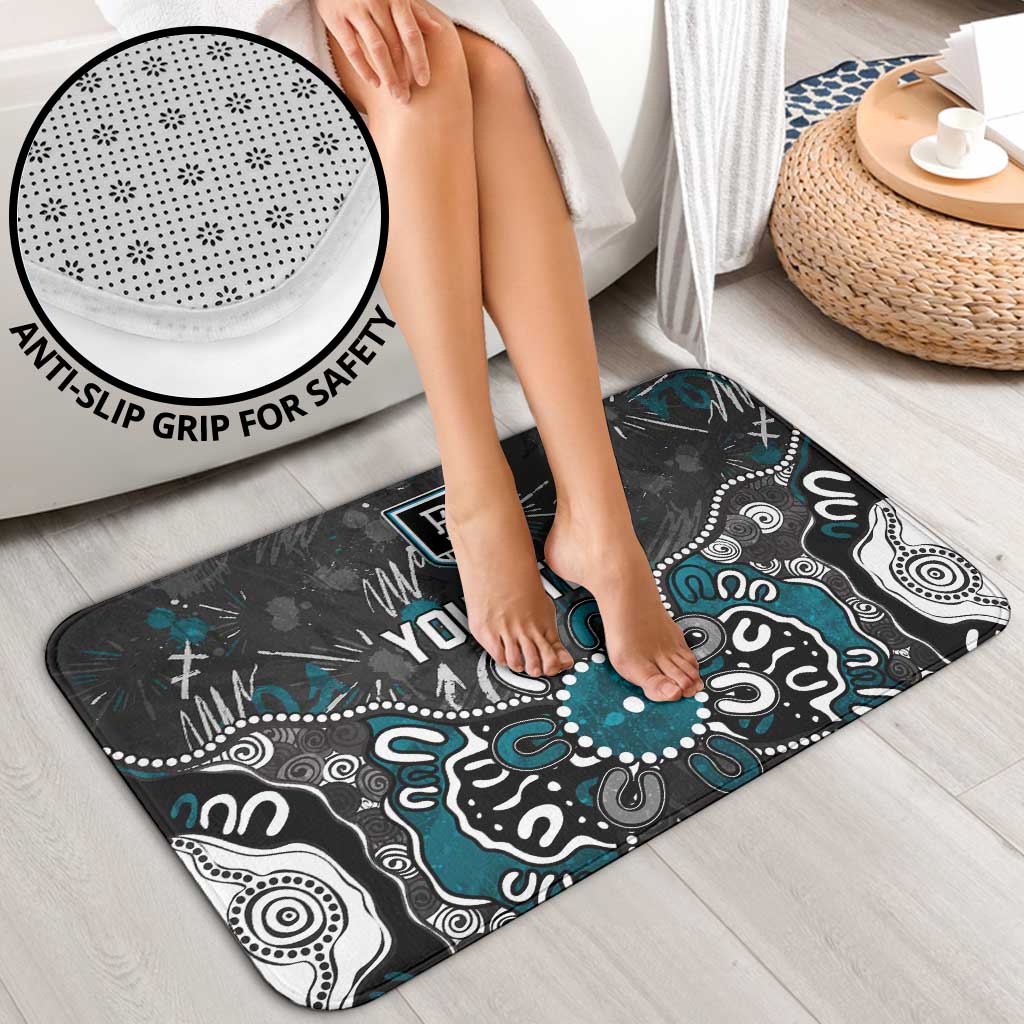 Personalized Port Adelaide Power Bathroom Set Aboriginal Dot Painting Graffiti Style