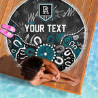 Personalized Port Adelaide Power Beach Blanket Aboriginal Dot Painting Graffiti Style