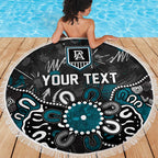 Personalized Port Adelaide Power Beach Blanket Aboriginal Dot Painting Graffiti Style