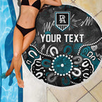 Personalized Port Adelaide Power Beach Blanket Aboriginal Dot Painting Graffiti Style