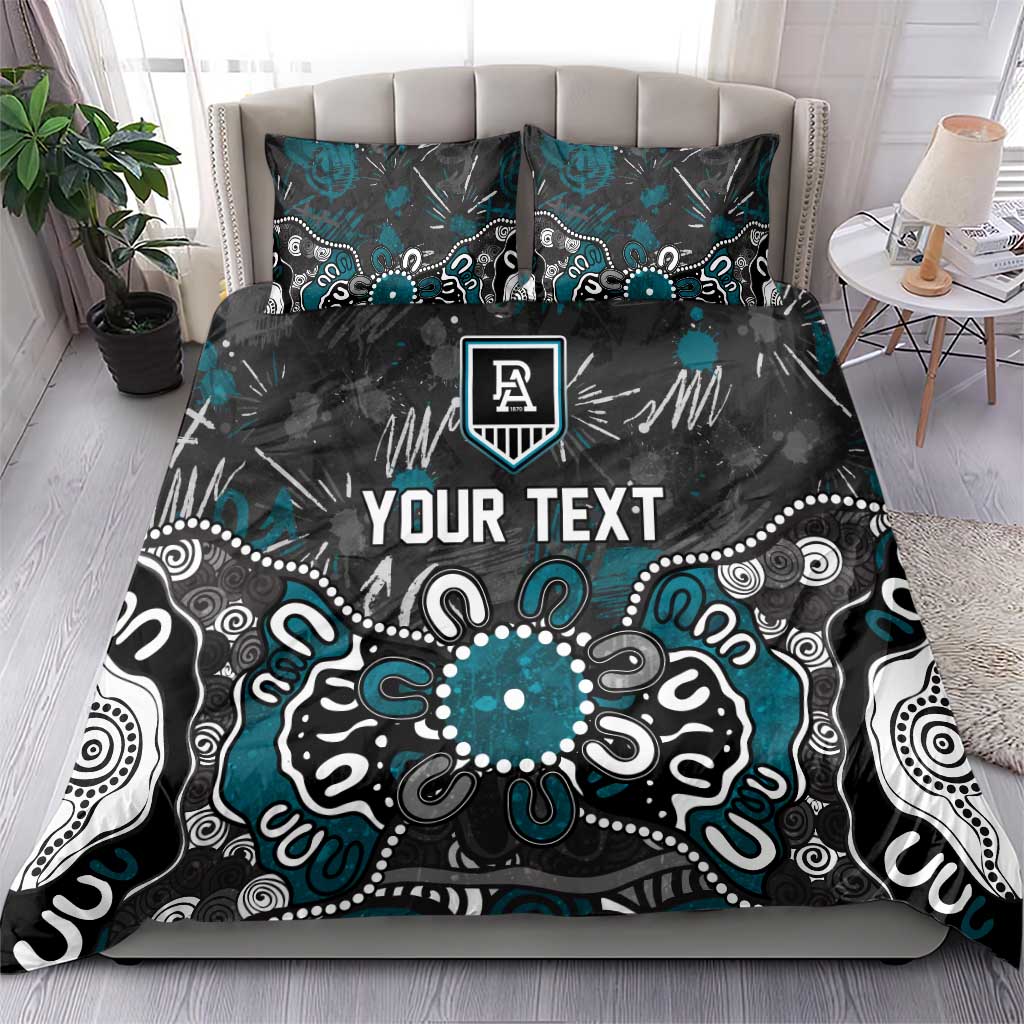 Personalized Port Adelaide Power Bedding Set Aboriginal Dot Painting Graffiti Style