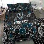 Personalized Port Adelaide Power Bedding Set Aboriginal Dot Painting Graffiti Style