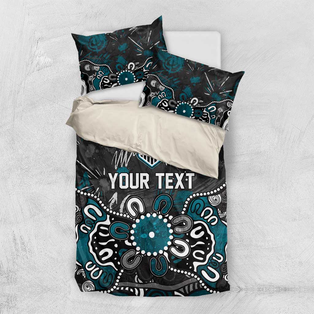Personalized Port Adelaide Power Bedding Set Aboriginal Dot Painting Graffiti Style