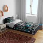 Personalized Port Adelaide Power Bedding Set Aboriginal Dot Painting Graffiti Style