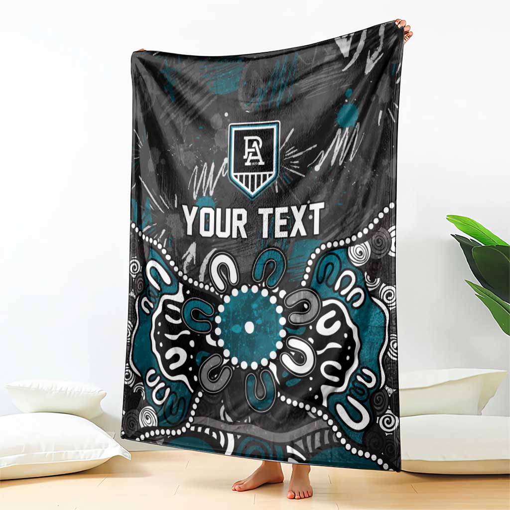 Personalized Port Adelaide Power Blanket Aboriginal Dot Painting Graffiti Style