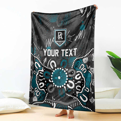 Personalized Port Adelaide Power Blanket Aboriginal Dot Painting Graffiti Style