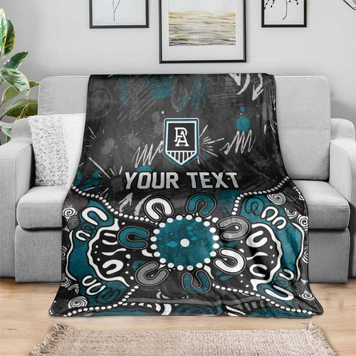 Personalized Port Adelaide Power Blanket Aboriginal Dot Painting Graffiti Style