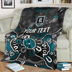Personalized Port Adelaide Power Blanket Aboriginal Dot Painting Graffiti Style