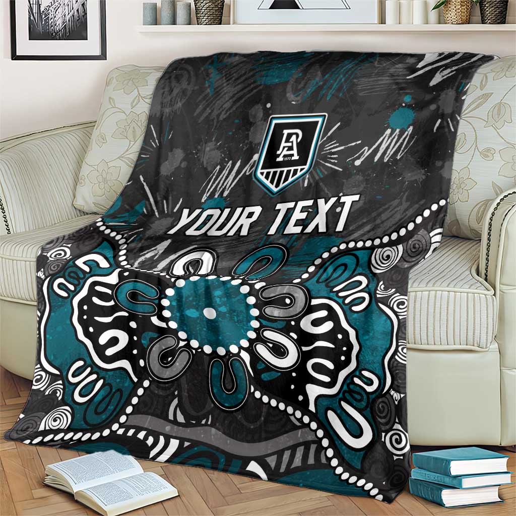 Personalized Port Adelaide Power Blanket Aboriginal Dot Painting Graffiti Style