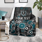 Personalized Port Adelaide Power Blanket Aboriginal Dot Painting Graffiti Style