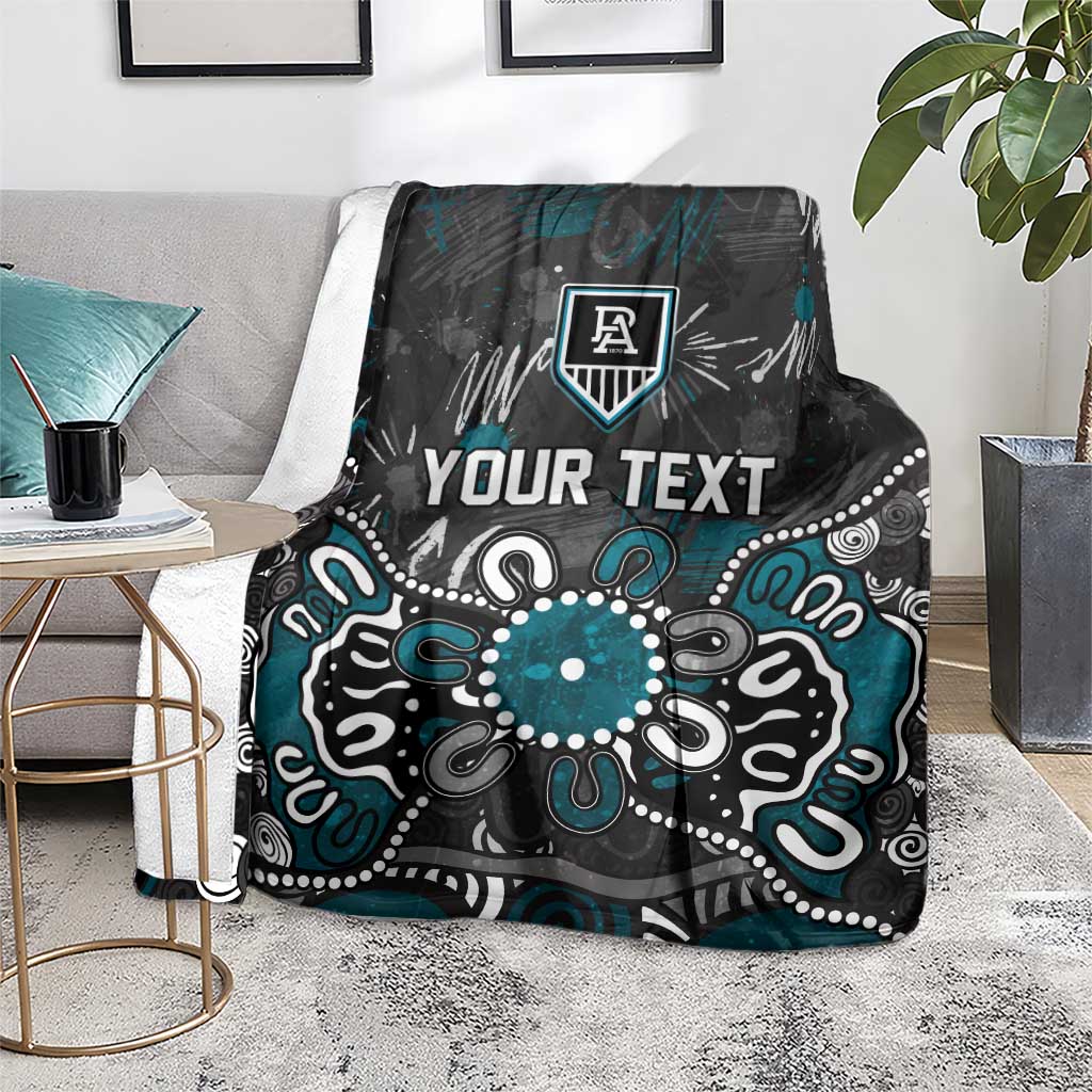 Personalized Port Adelaide Power Blanket Aboriginal Dot Painting Graffiti Style