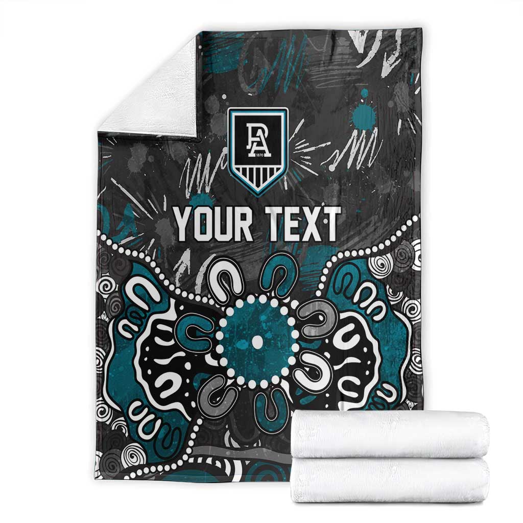 Personalized Port Adelaide Power Blanket Aboriginal Dot Painting Graffiti Style