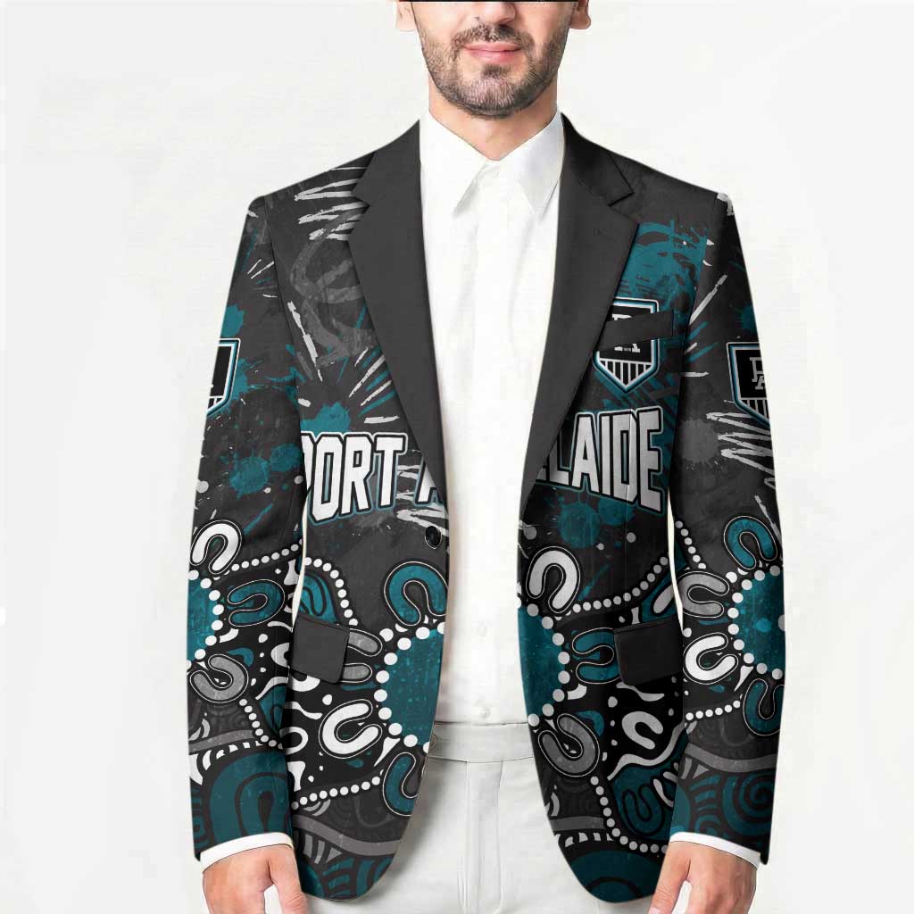 Personalized Port Adelaide Power Blazer Aboriginal Dot Painting Graffiti Style