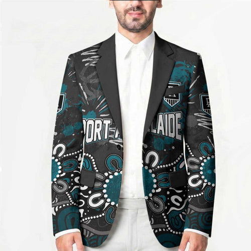 Personalized Port Adelaide Power Blazer Aboriginal Dot Painting Graffiti Style