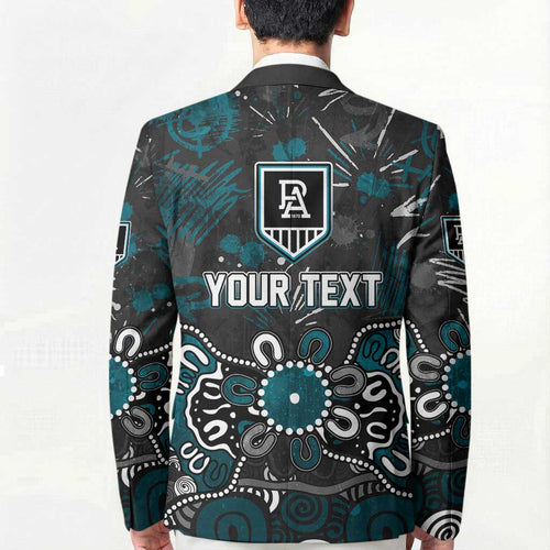 Personalized Port Adelaide Power Blazer Aboriginal Dot Painting Graffiti Style
