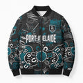 Personalized Port Adelaide Power Bomber Puffer Jacket Aboriginal Dot Painting Graffiti Style