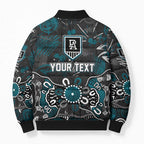 Personalized Port Adelaide Power Bomber Puffer Jacket Aboriginal Dot Painting Graffiti Style