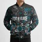 Personalized Port Adelaide Power Bomber Puffer Jacket Aboriginal Dot Painting Graffiti Style