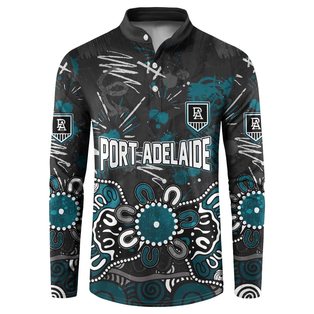 Personalized Port Adelaide Power Button Sweatshirt Aboriginal Dot Painting Graffiti Style